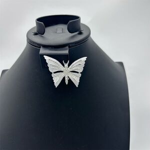 Vintage Gerry's Silver Butterfly Brooch with Clear Rhinestones